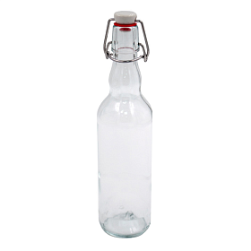 Купить Cтеклянная пивная прозрачная бутылка с керамической пробкой 0,5 л