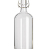 Cтеклянная пивная прозрачная бутылка с керамической пробкой 1 л